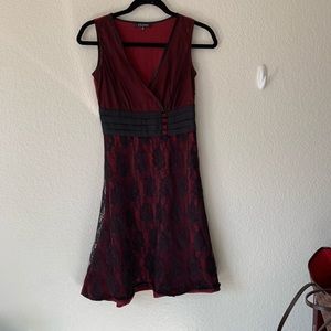 Fit and flare lace bottom dress side zipper